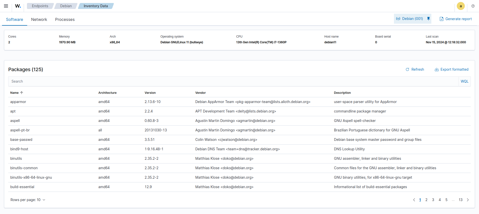 Agent inventory data