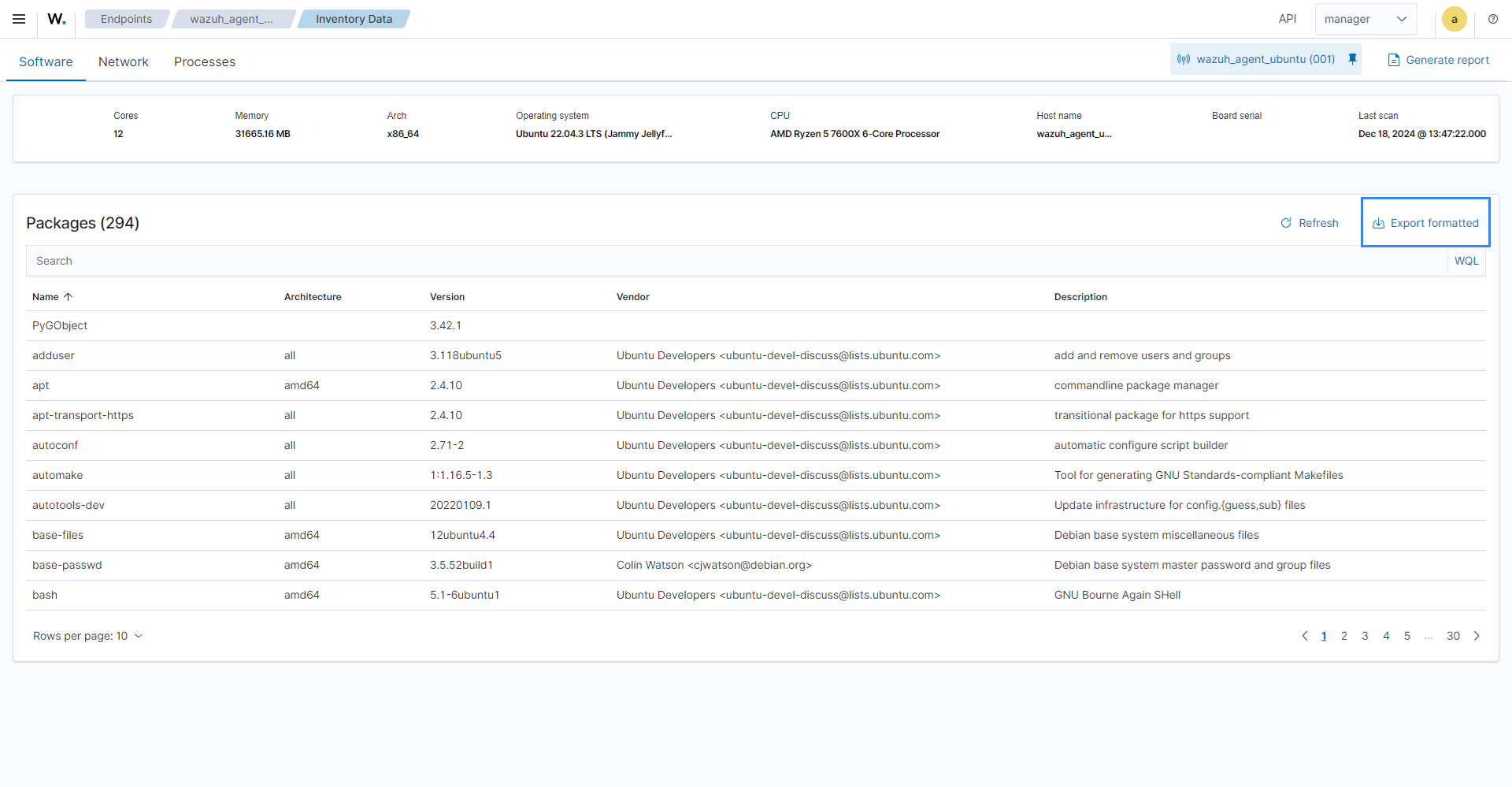 Export formatted