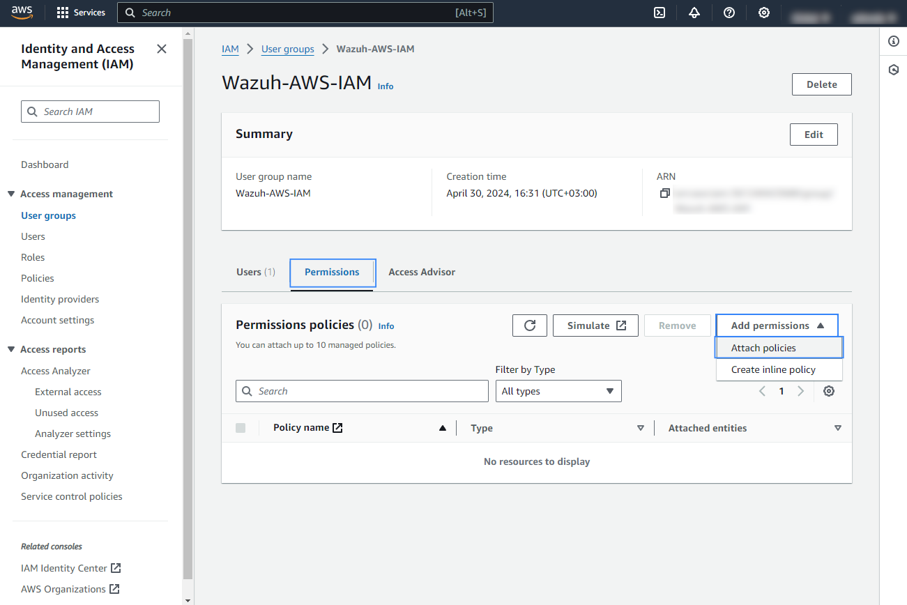 Attach policies