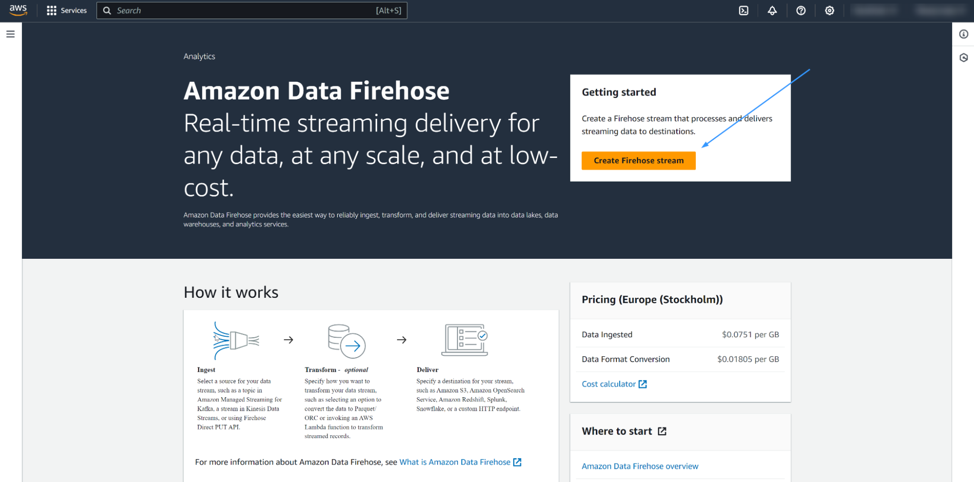 Create Firehose stream
