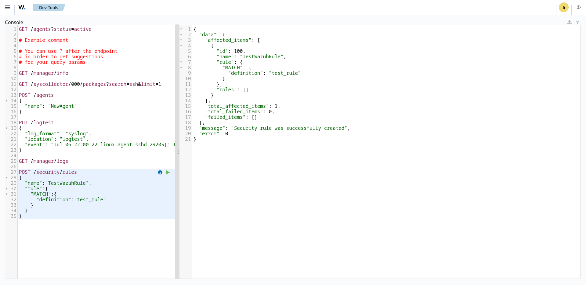 Creating security rules