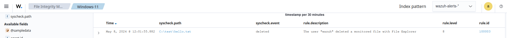 Deleted file alert