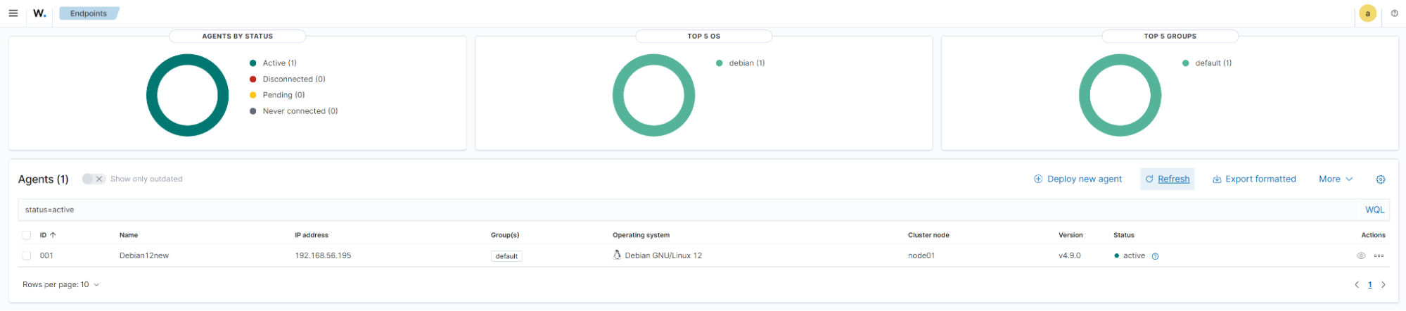 Navigating the Wazuh dashboard: Agents management summary