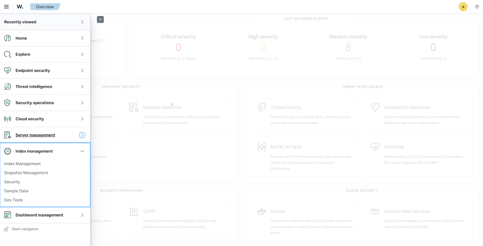Navigating the Wazuh dashboard: Index management