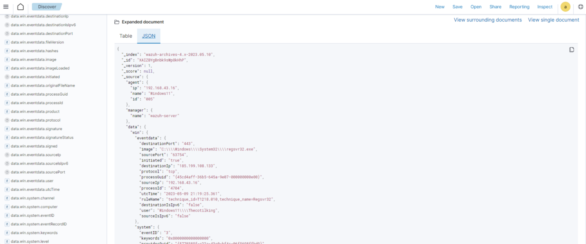JSON tab