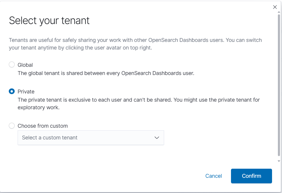 Tenant selection options