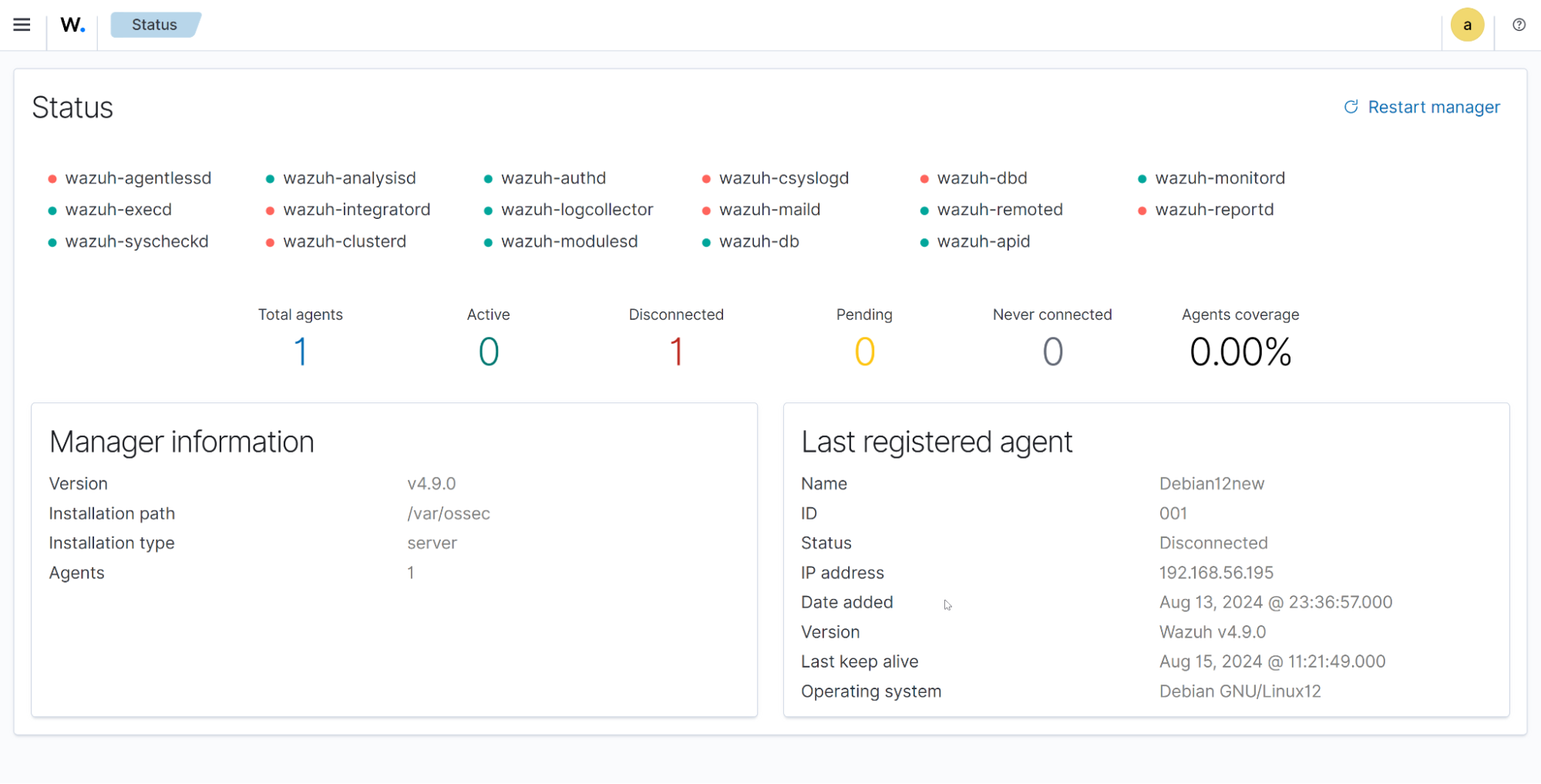 Navigating the Wazuh dashboard: Status