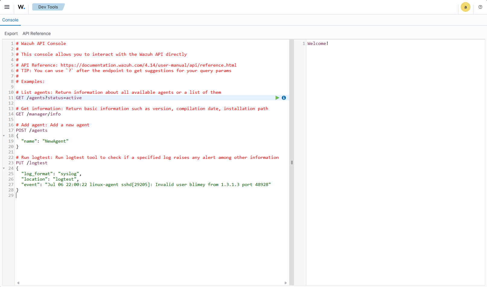 Execute API request