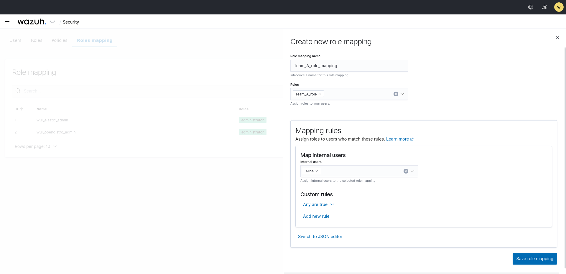 Creating a new role mapping