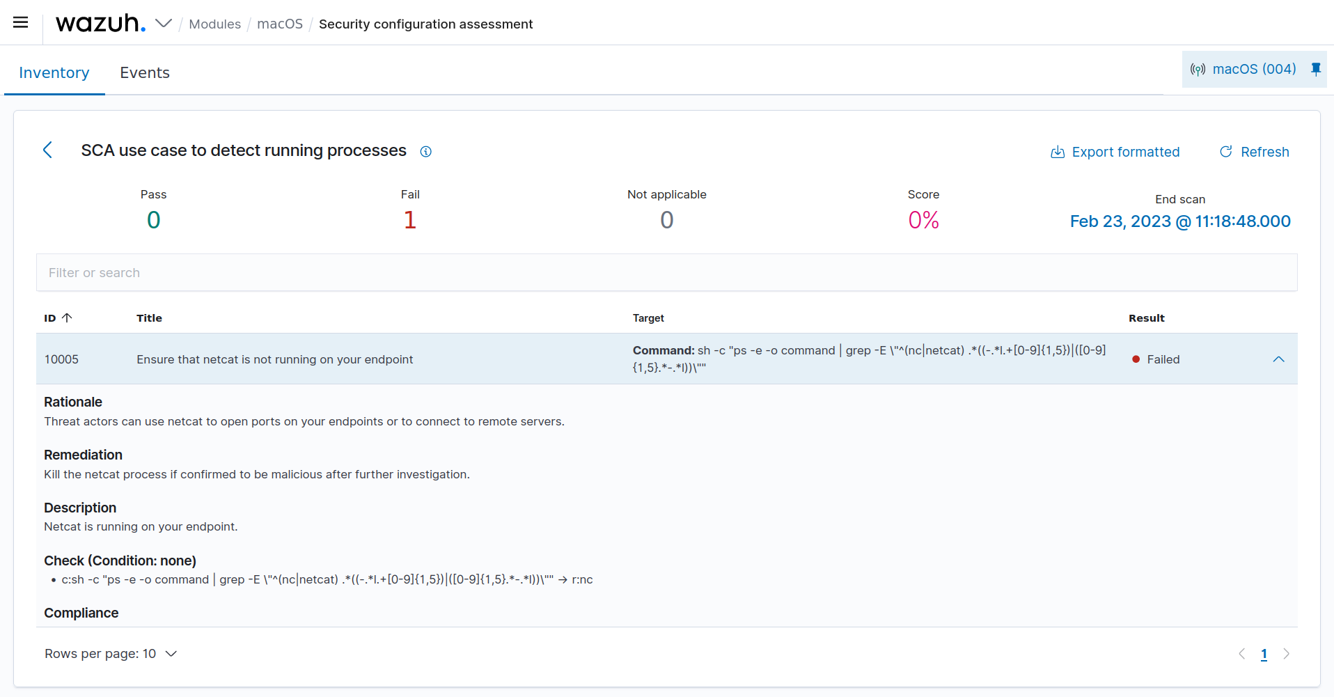 macOS SCA use case to detect running processes