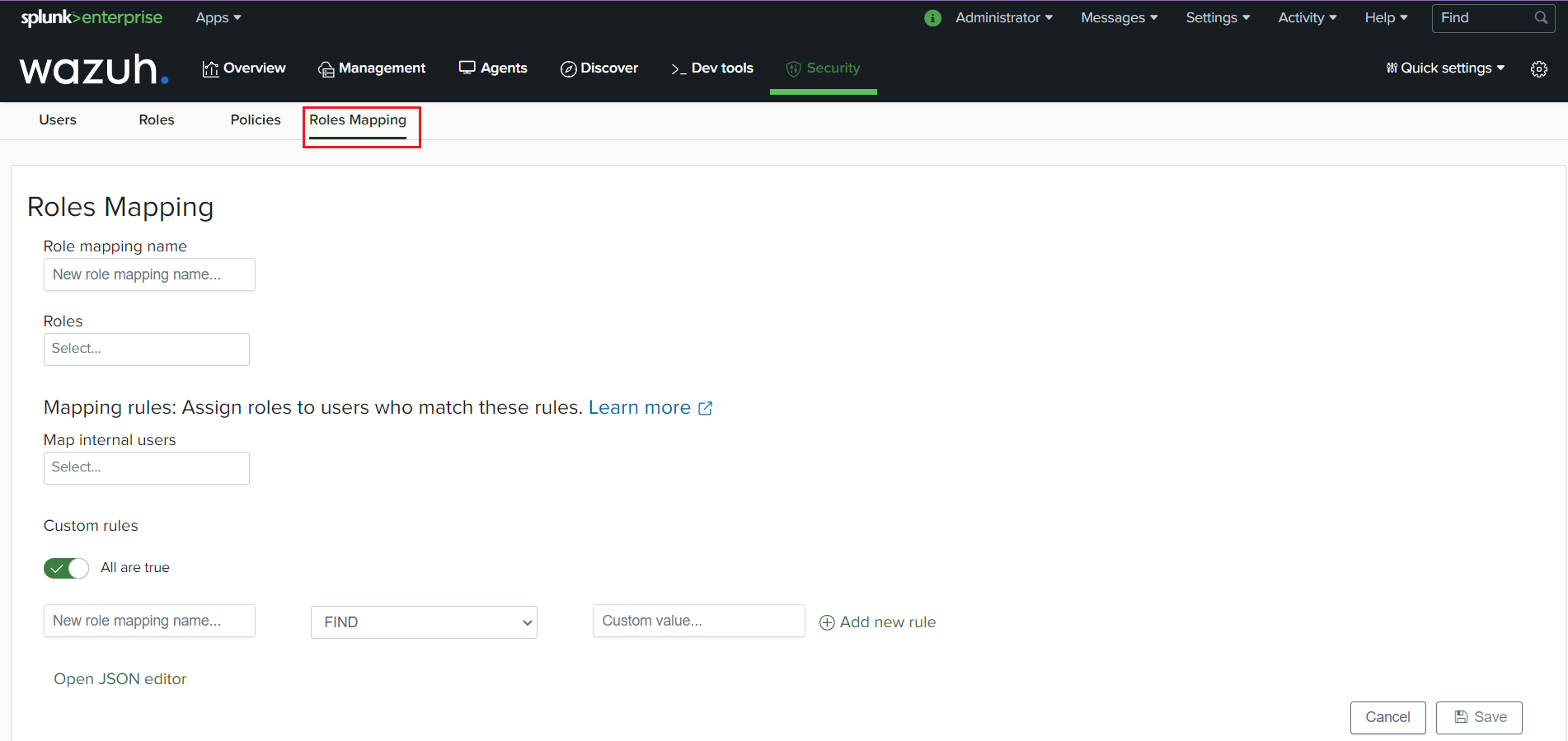 Fill-in the roles mapping fields