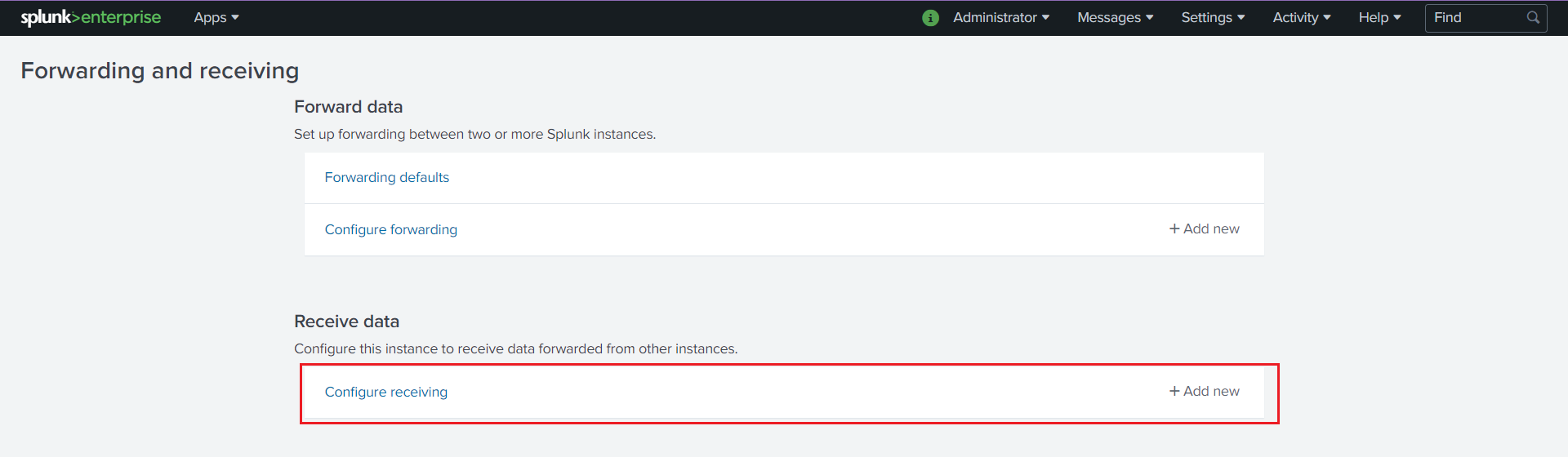 Configure receiving