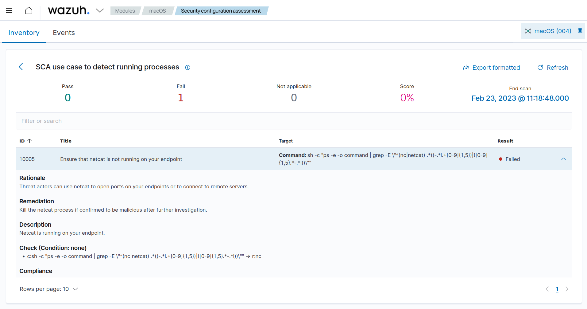 macOS SCA use case to detect running processes