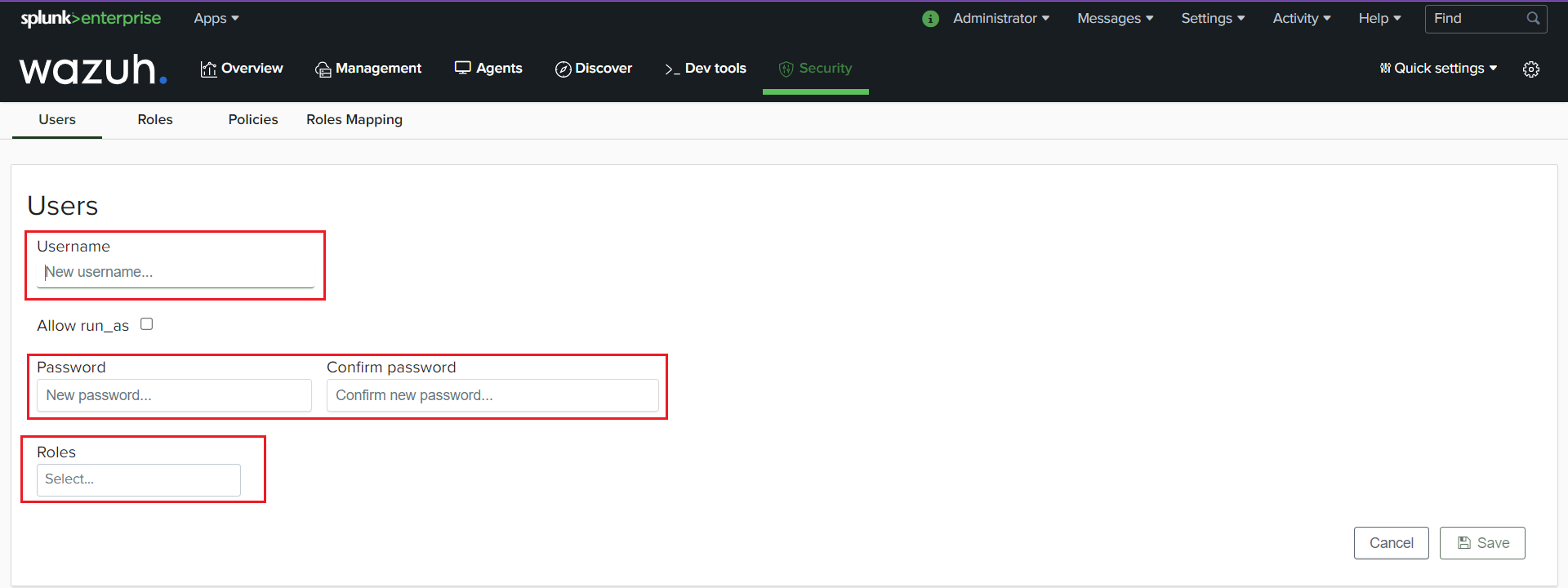 Select the “readonly” role