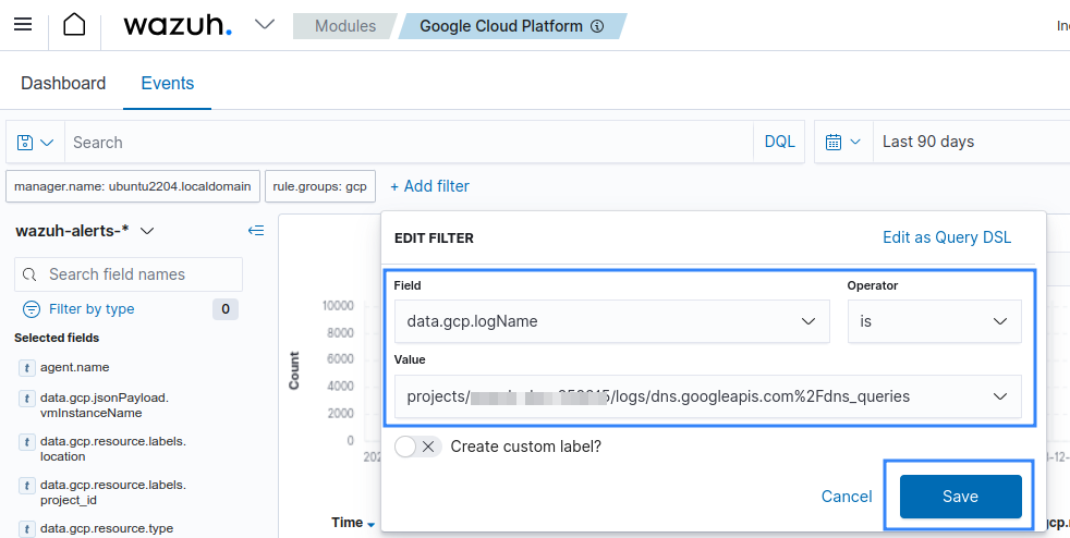 Filter DNS query logs