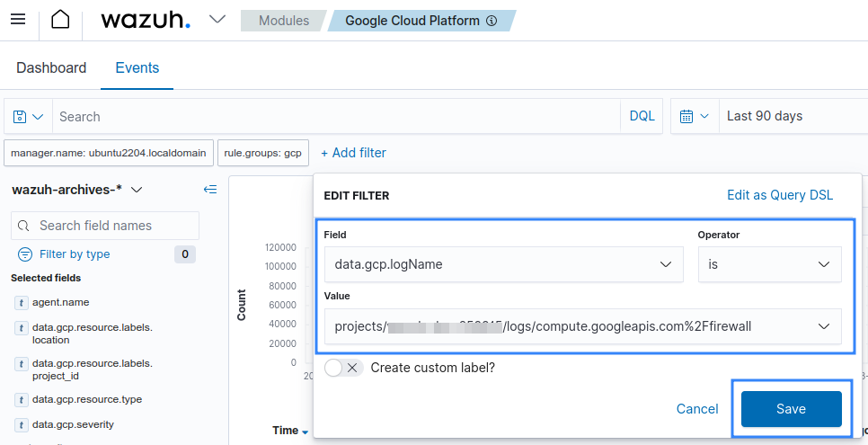 Filter firewall logs