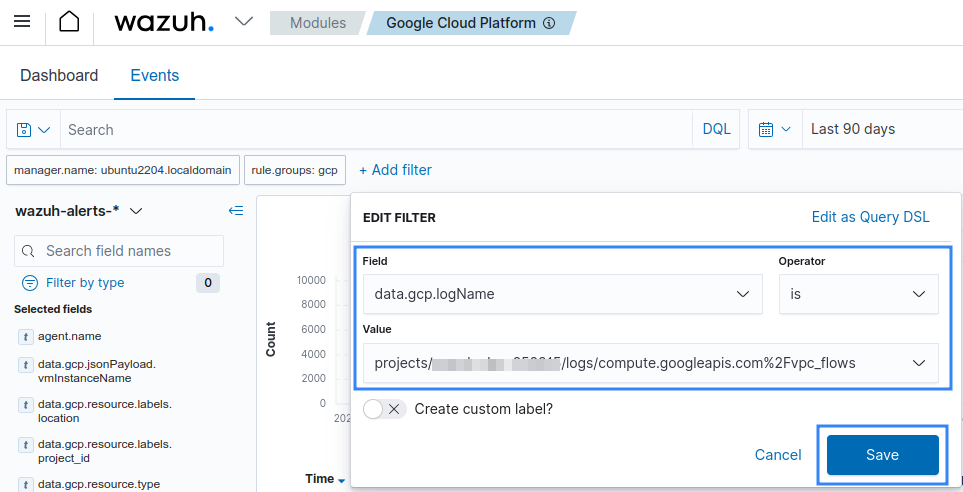 Filter VPC flow logs