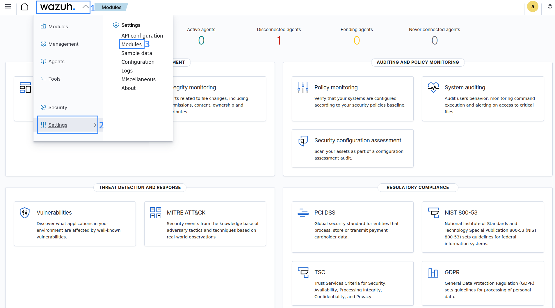 GitHub Wazuh menu settings module