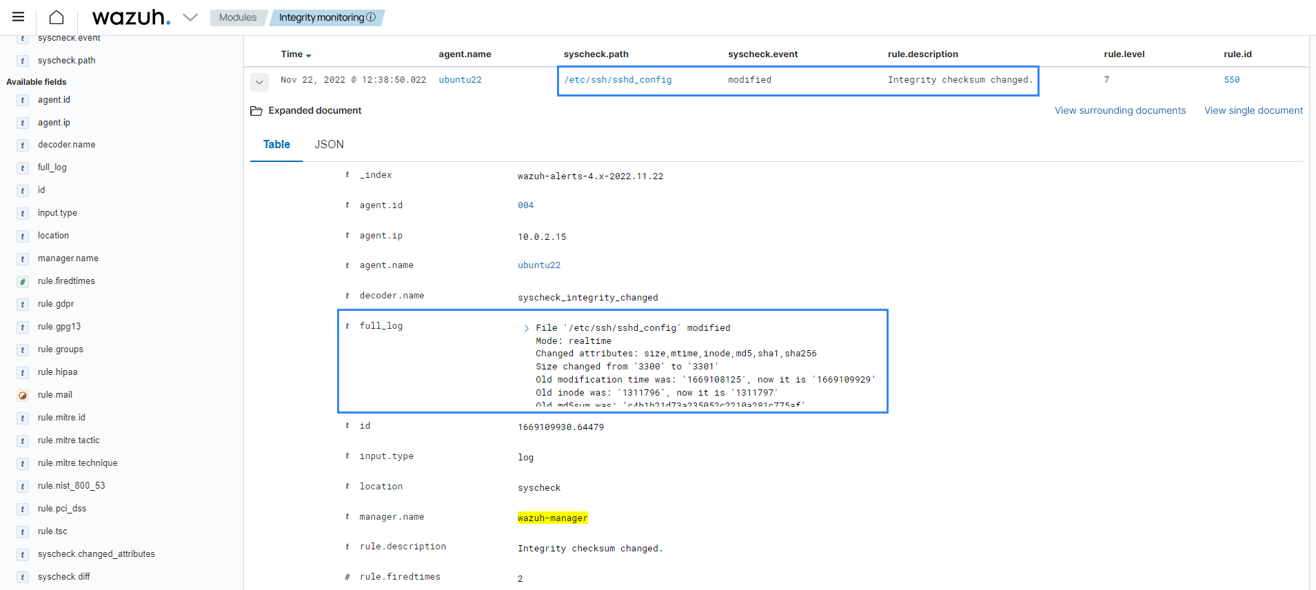 Integrity monitoring tab