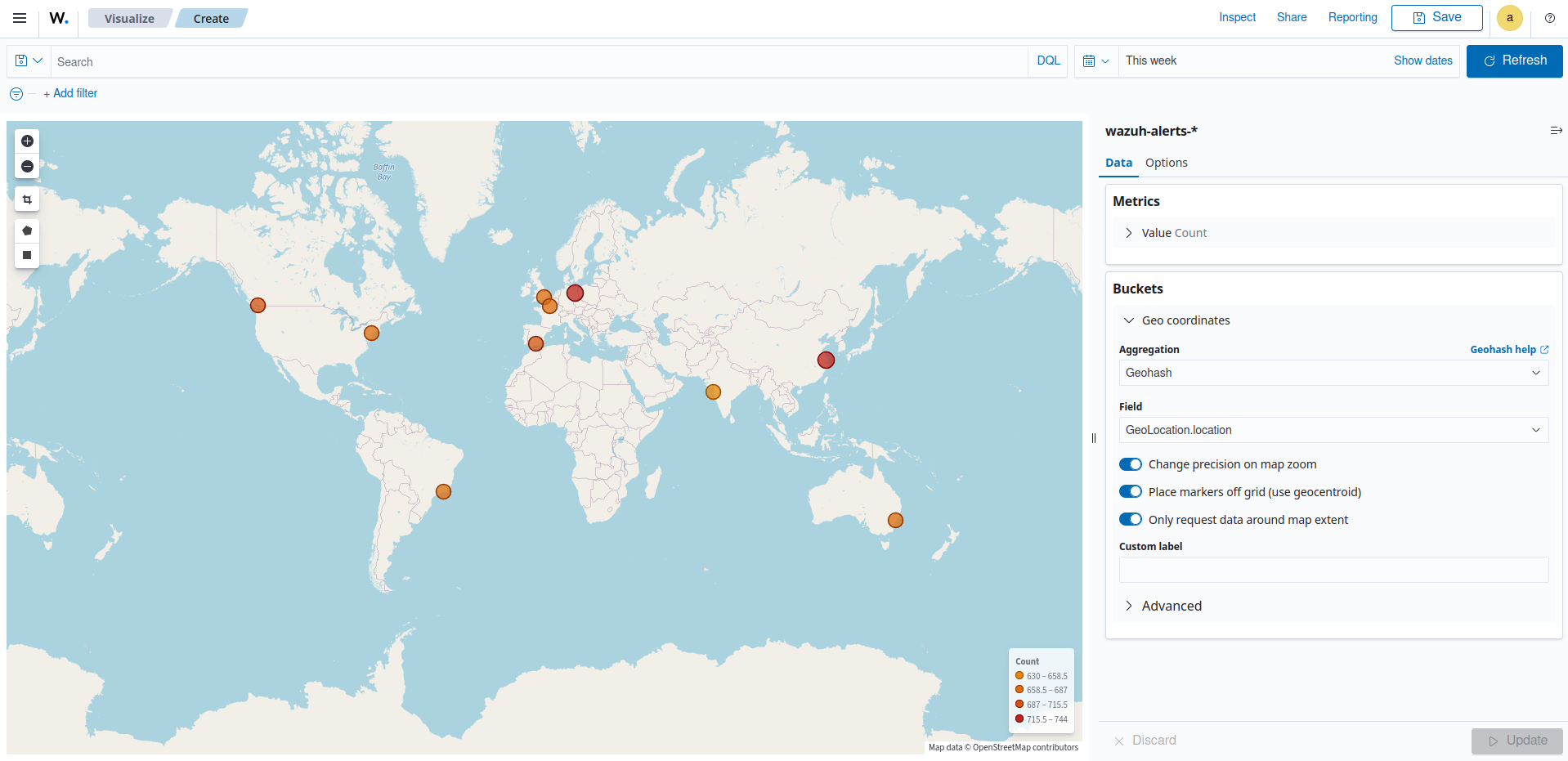 Create coordinate map visualization – Update button