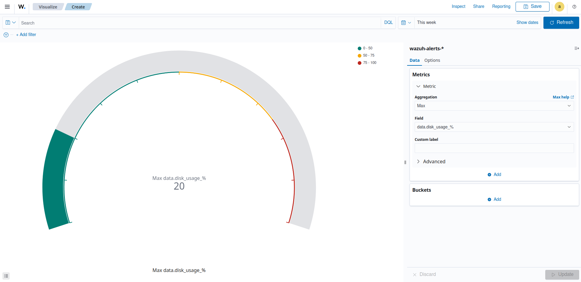 Create gauge visualization – Update button