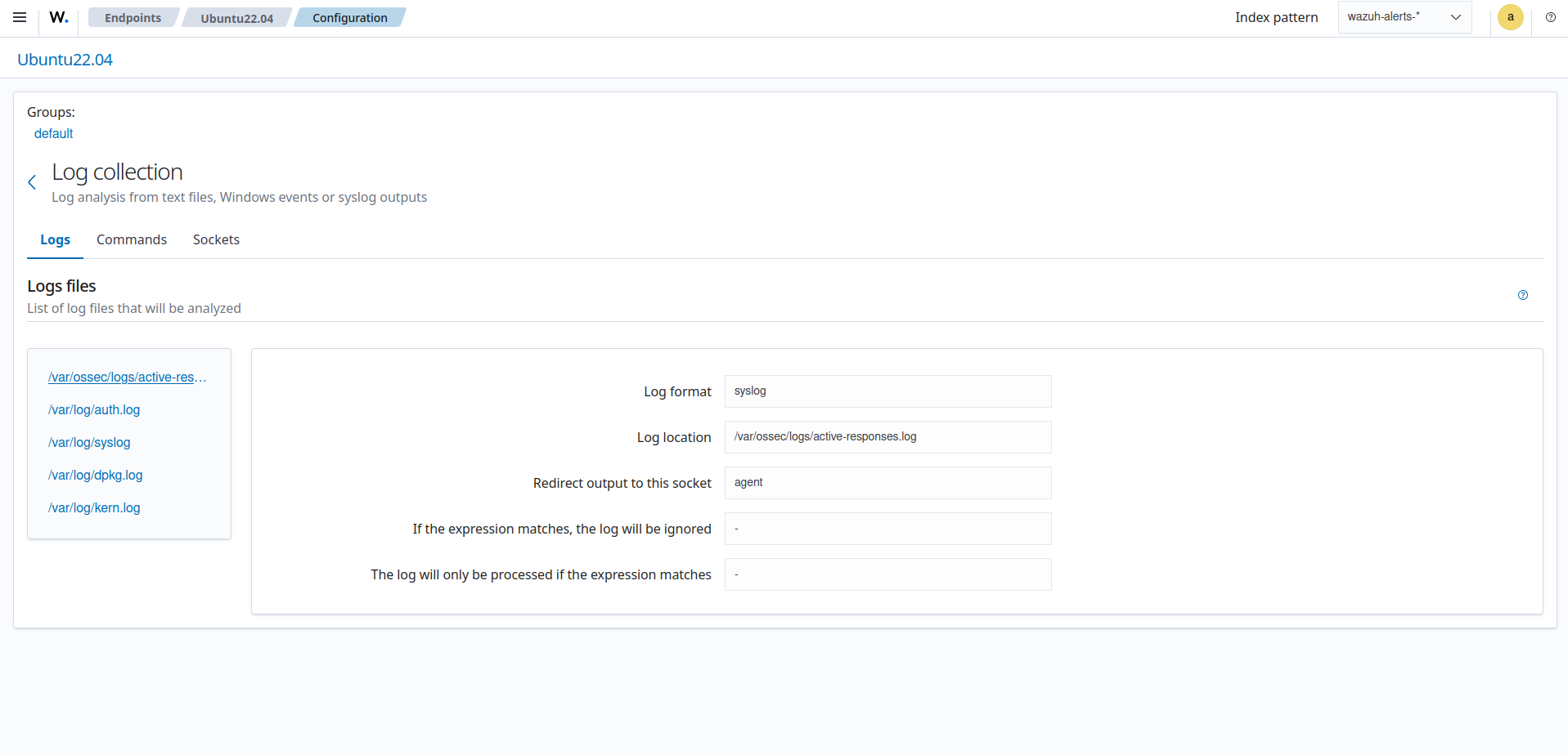 Log collection configuration