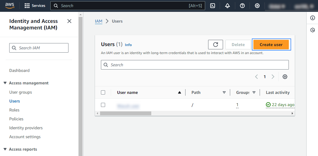 Create IAM user