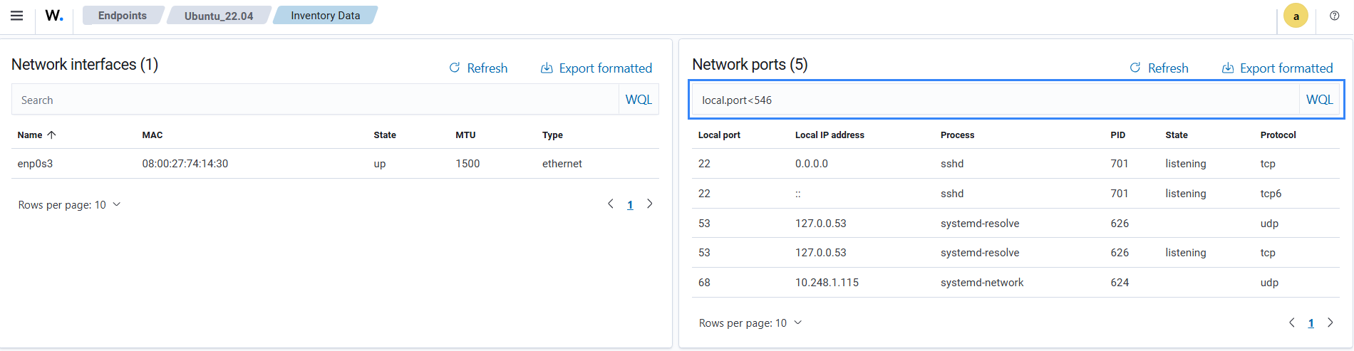 Port less than value