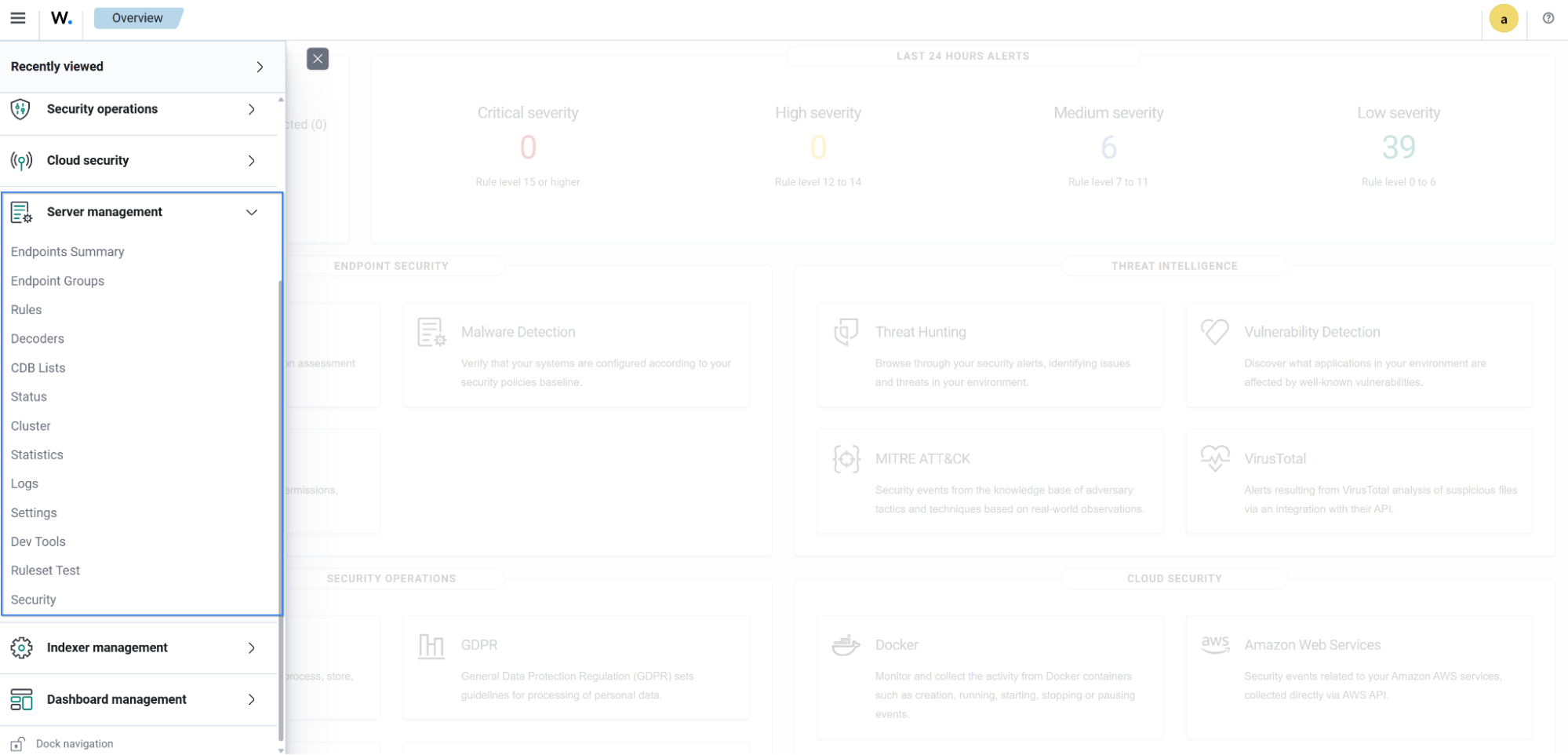 Navigating the Wazuh dashboard: Server management