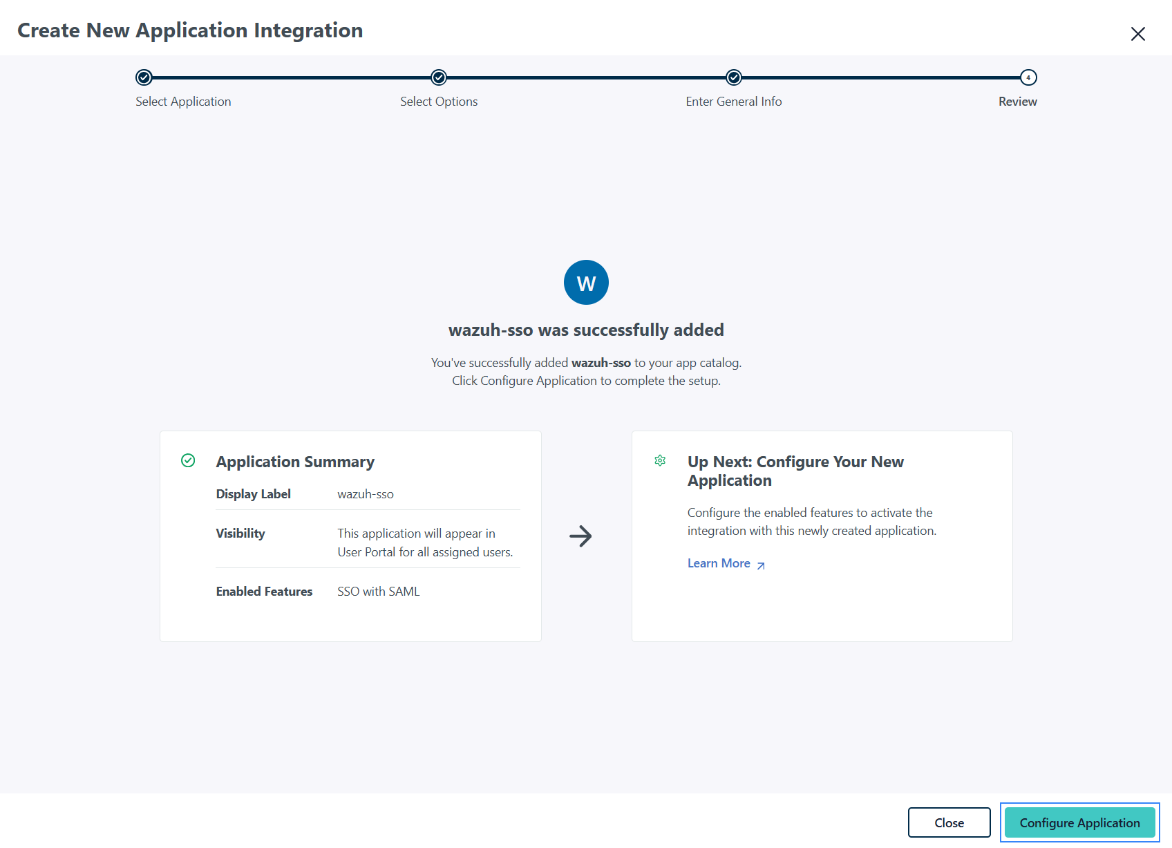Confirm new application integration