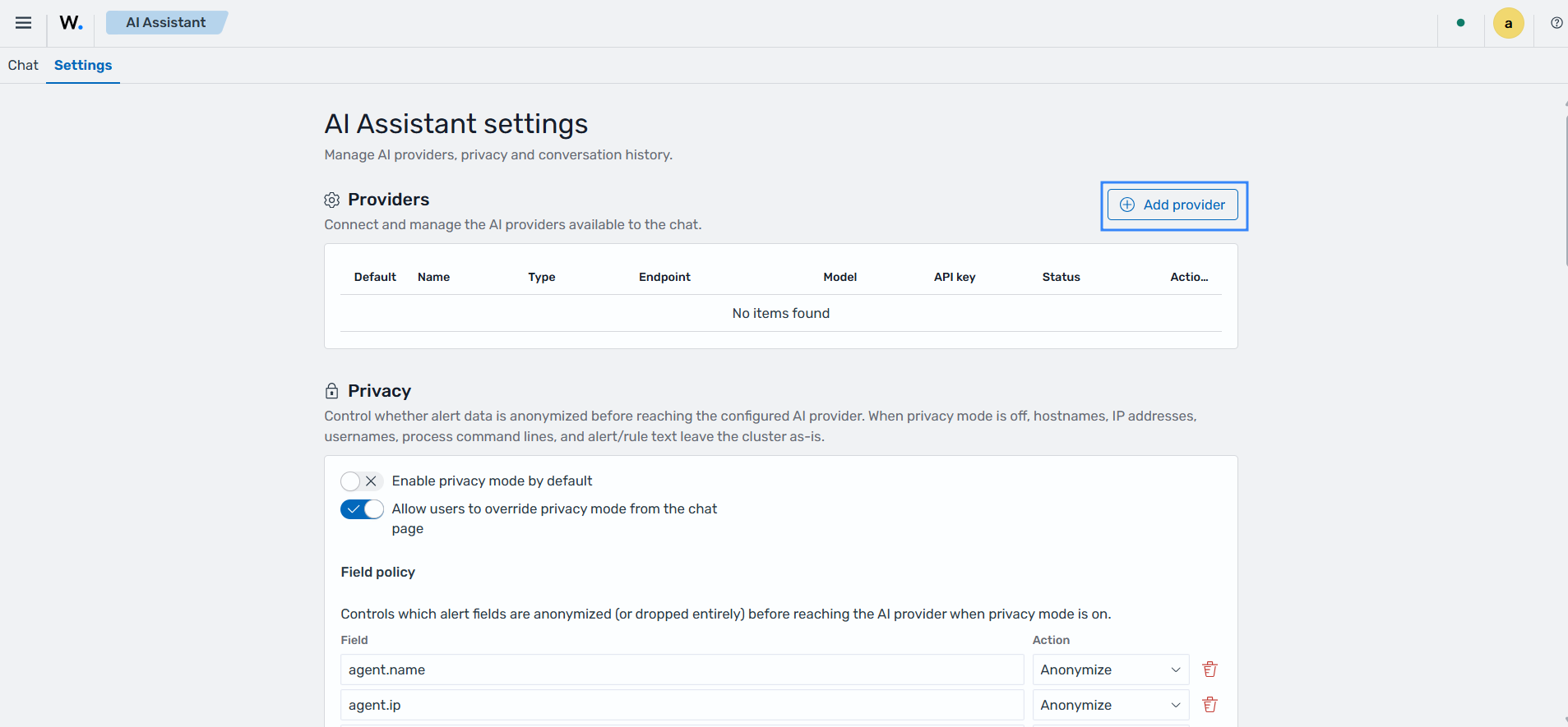 Add an AI Assistant provider