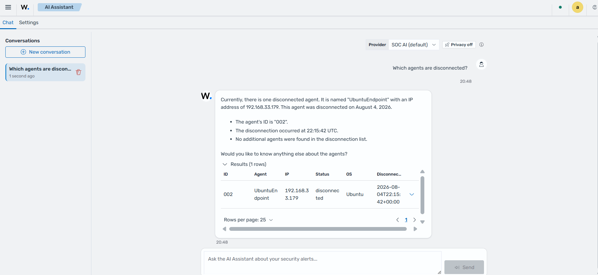AI Assistant chat