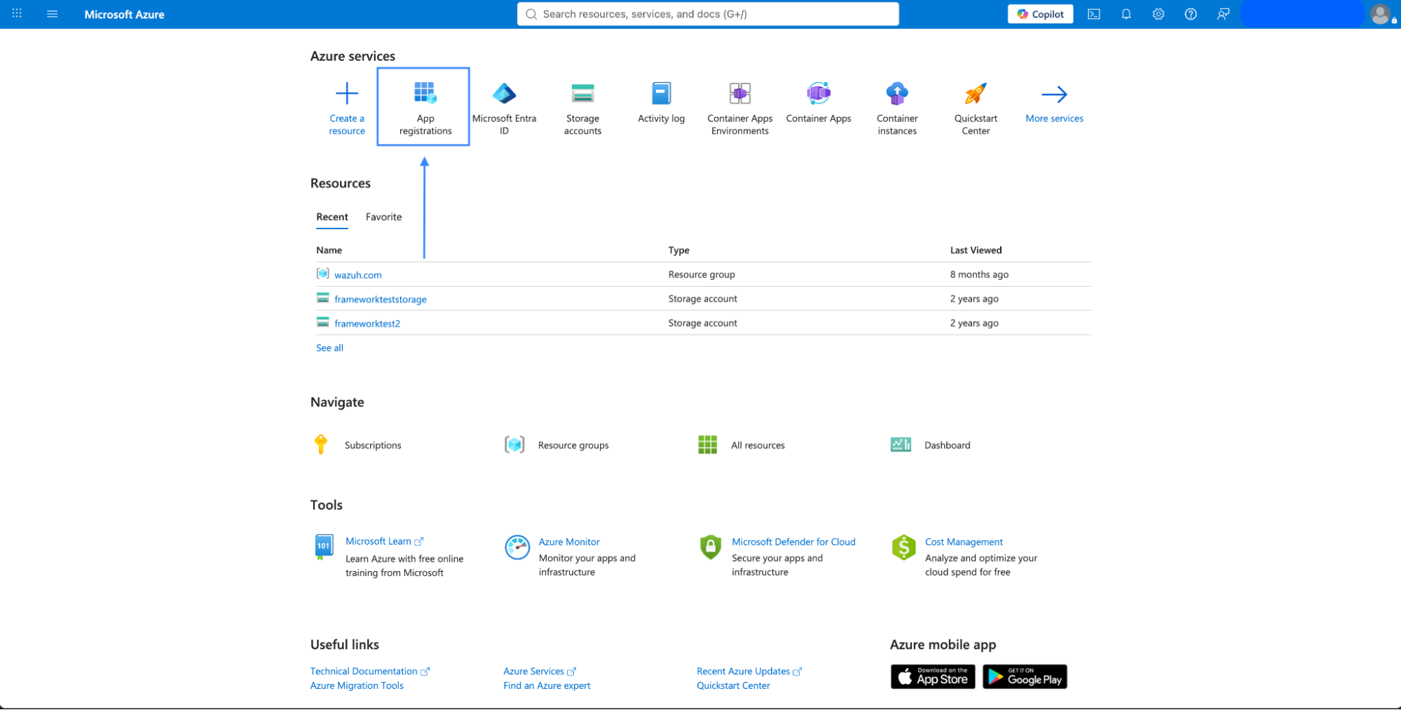 Azure app registrations