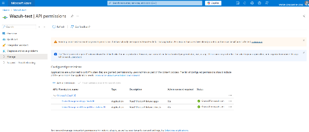 Microsoft Graph API permissions on Azure Portal