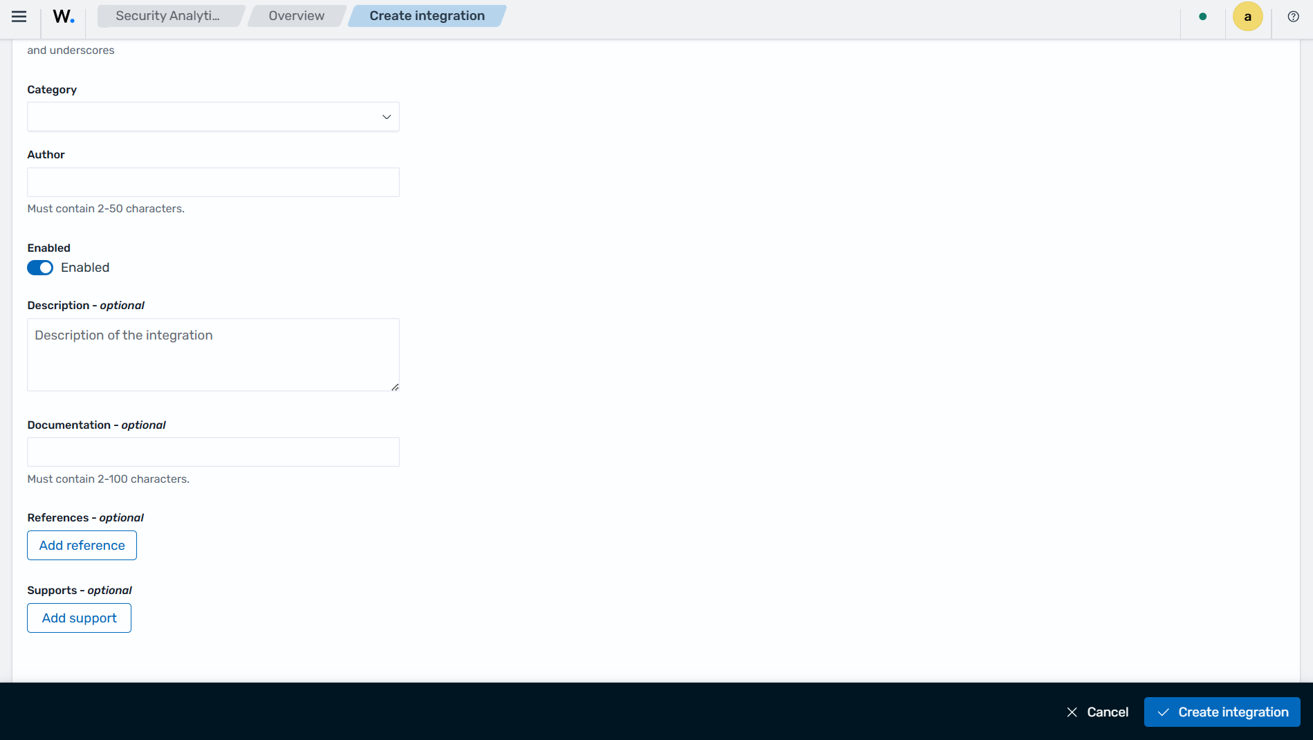 Create integration