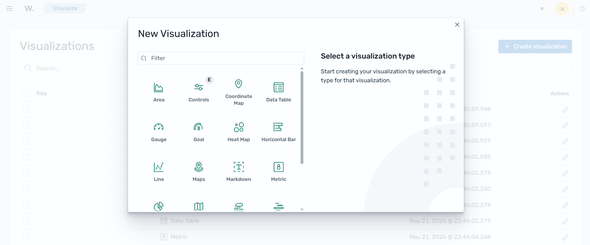 Create new visualization