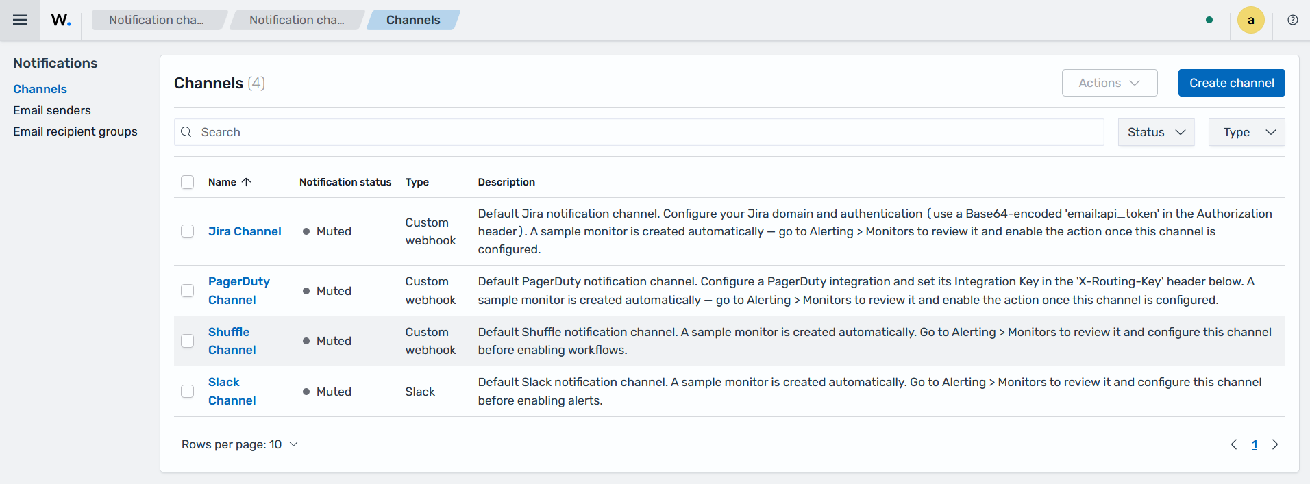 Notifications and alerting integrations