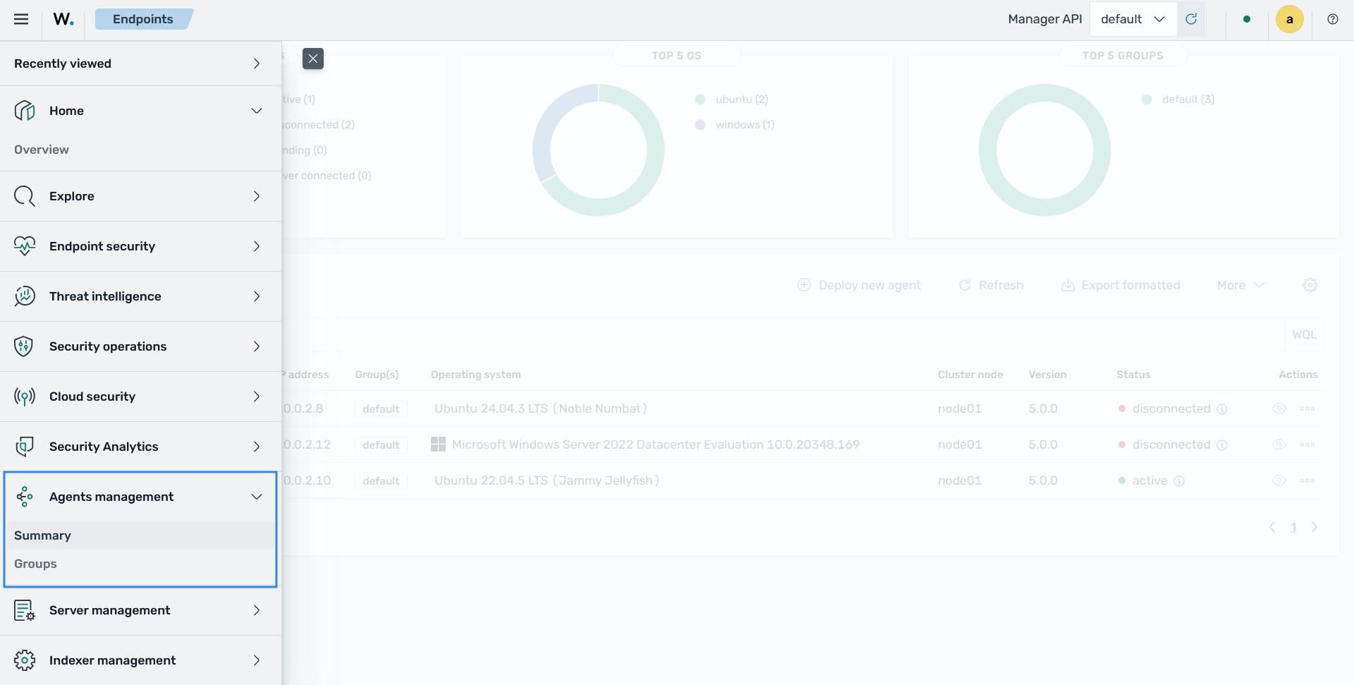 Wazuh agents management