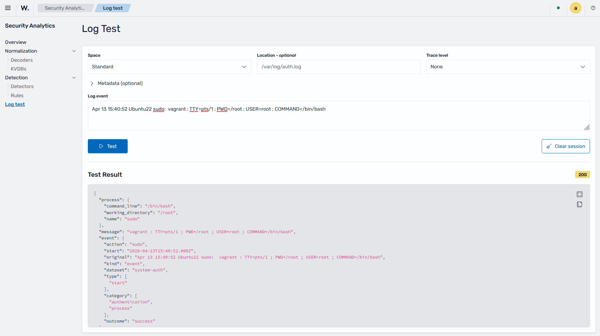 Log test