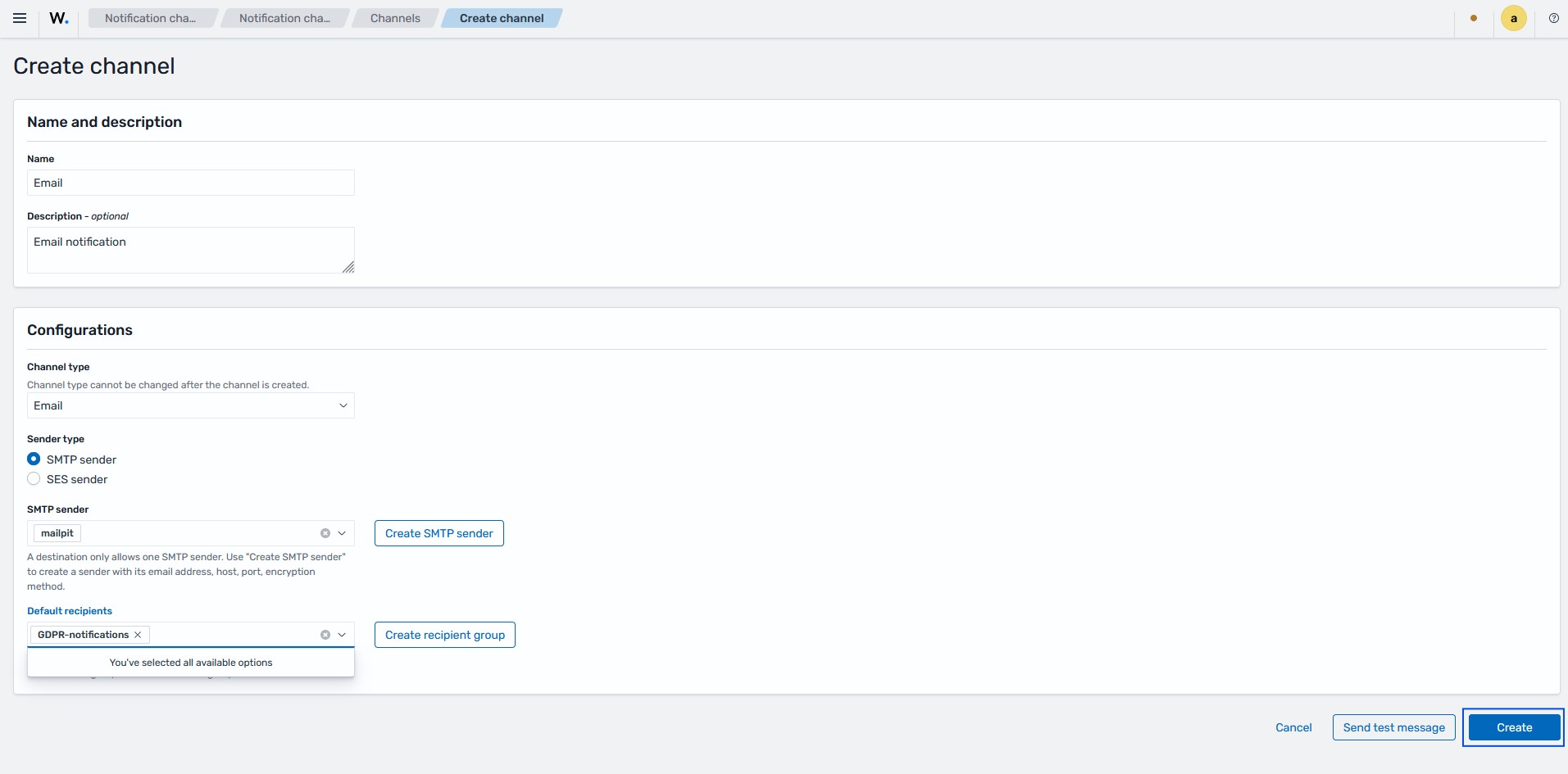 Configure the email channel