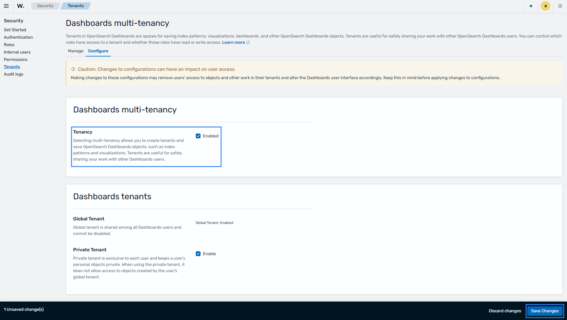 Enable tenancy