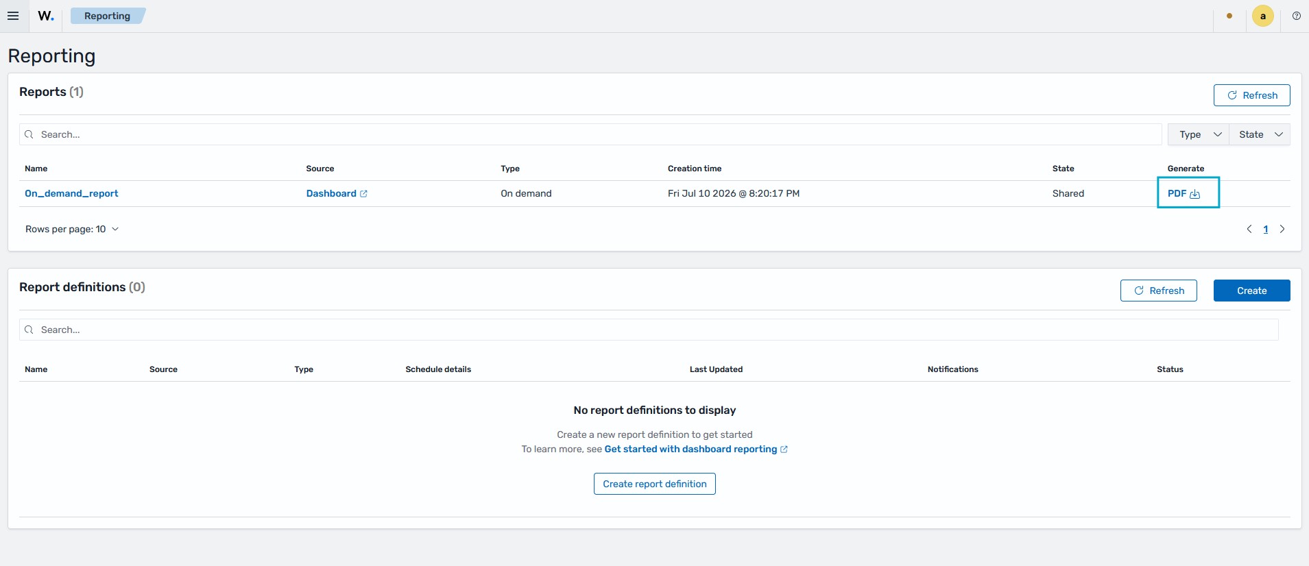 Generate saved reports