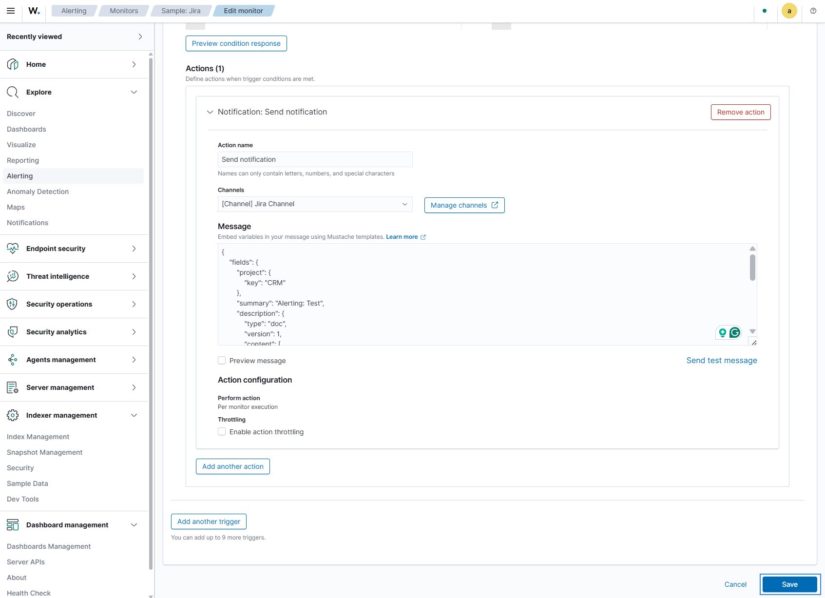 Add notification action