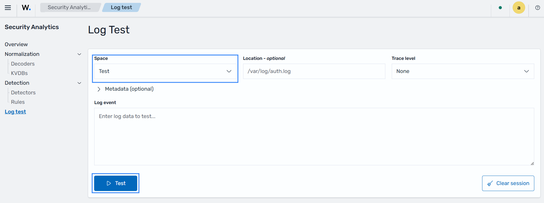 Log test tool