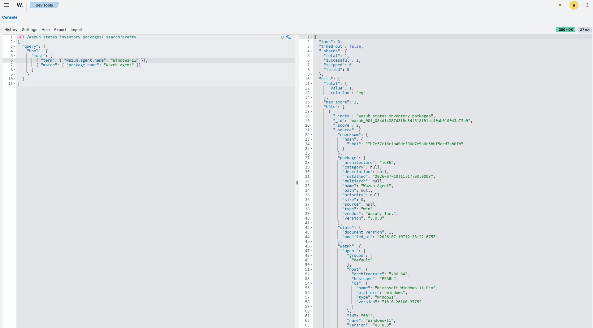 Look up inventory packages on endpoint