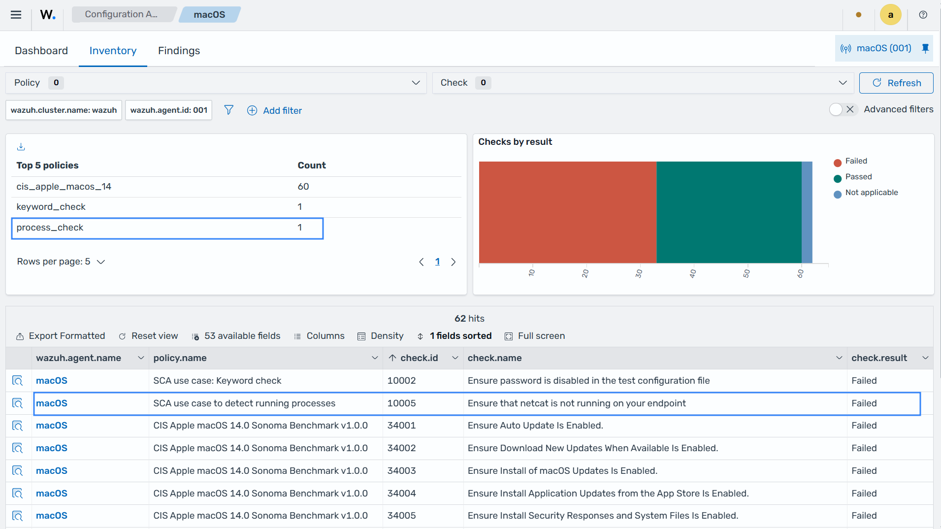 macOS Configuration Assessment use case to detect running processes
