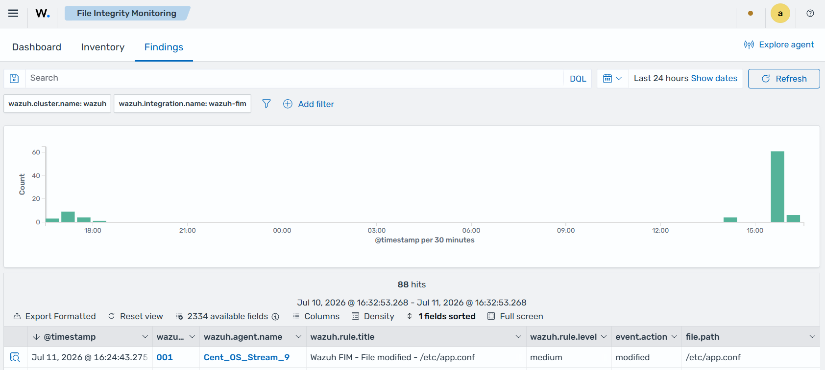 Modification of the configuration file