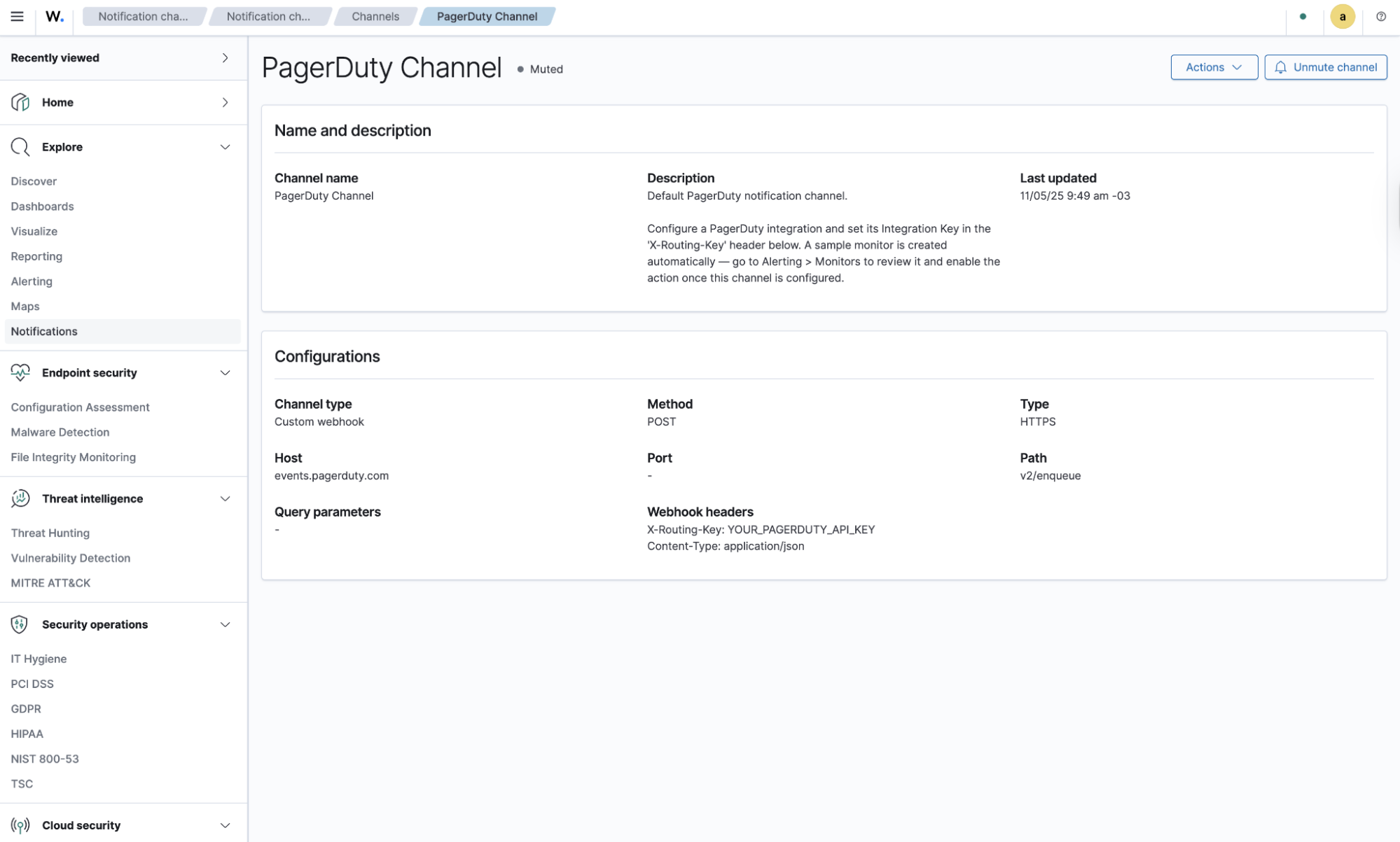 Edit PagerDuty channel