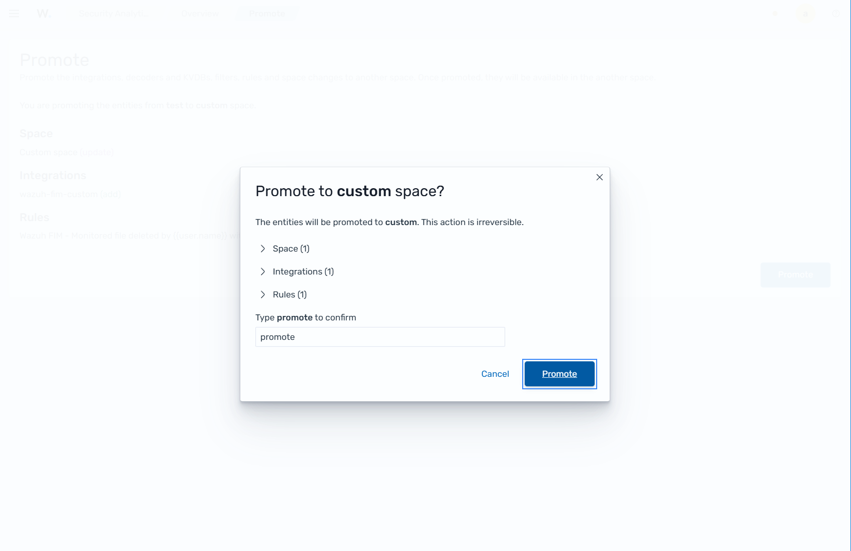 Promote test confirmation