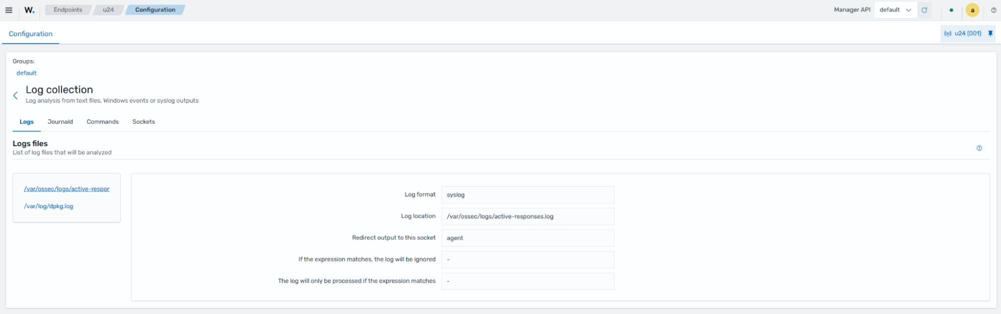 Log collection configuration